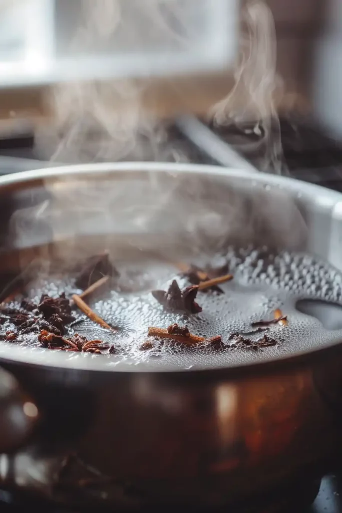 Clove Tea for Weight Loss – Burn Belly Fat While You Sleep 12 Clove tea for weight loss boiling in a steel pot with steam