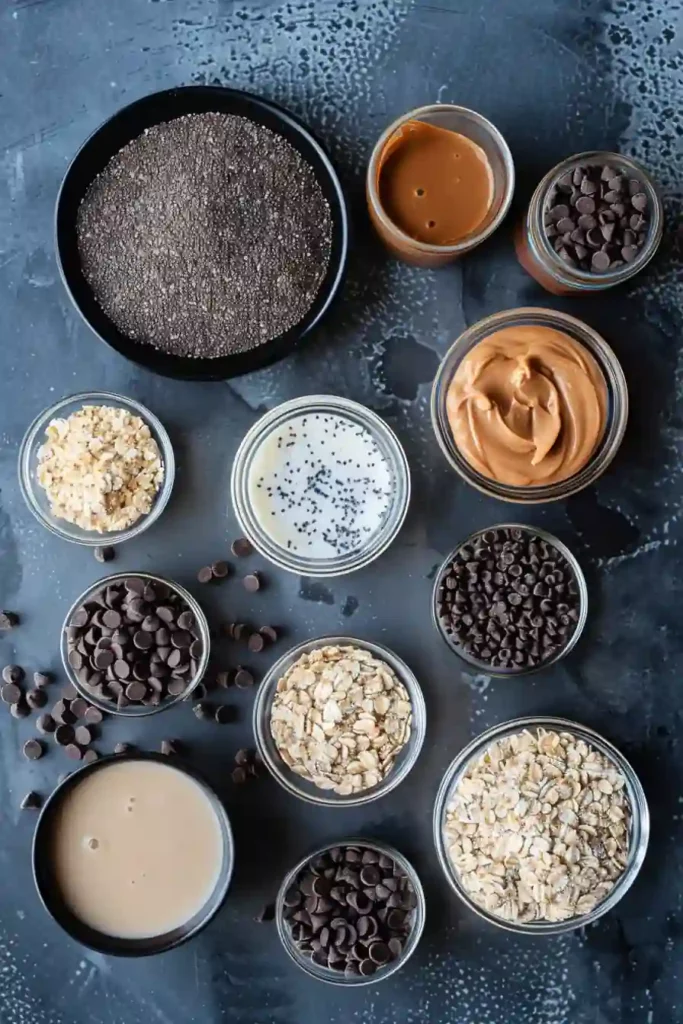 Chocolate Chip Cookie Dough Overnight Oats 7 Chocolate chip cookie dough overnight oats with white and dark chips