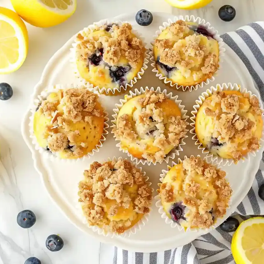 Freshly baked blueberry cottage cheese muffins in red muffin tin