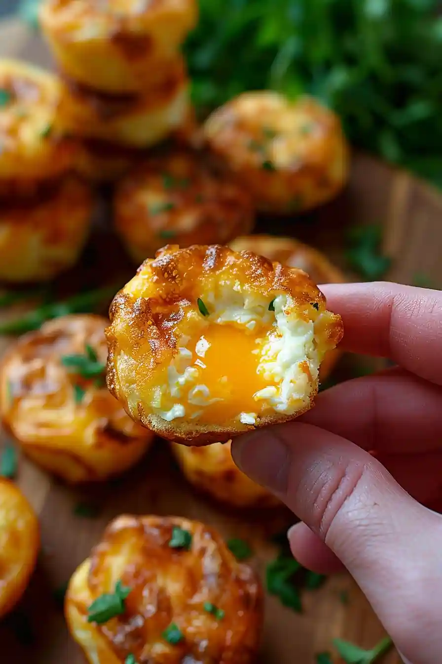 Unbaked egg bites in muffin tray with cheese
