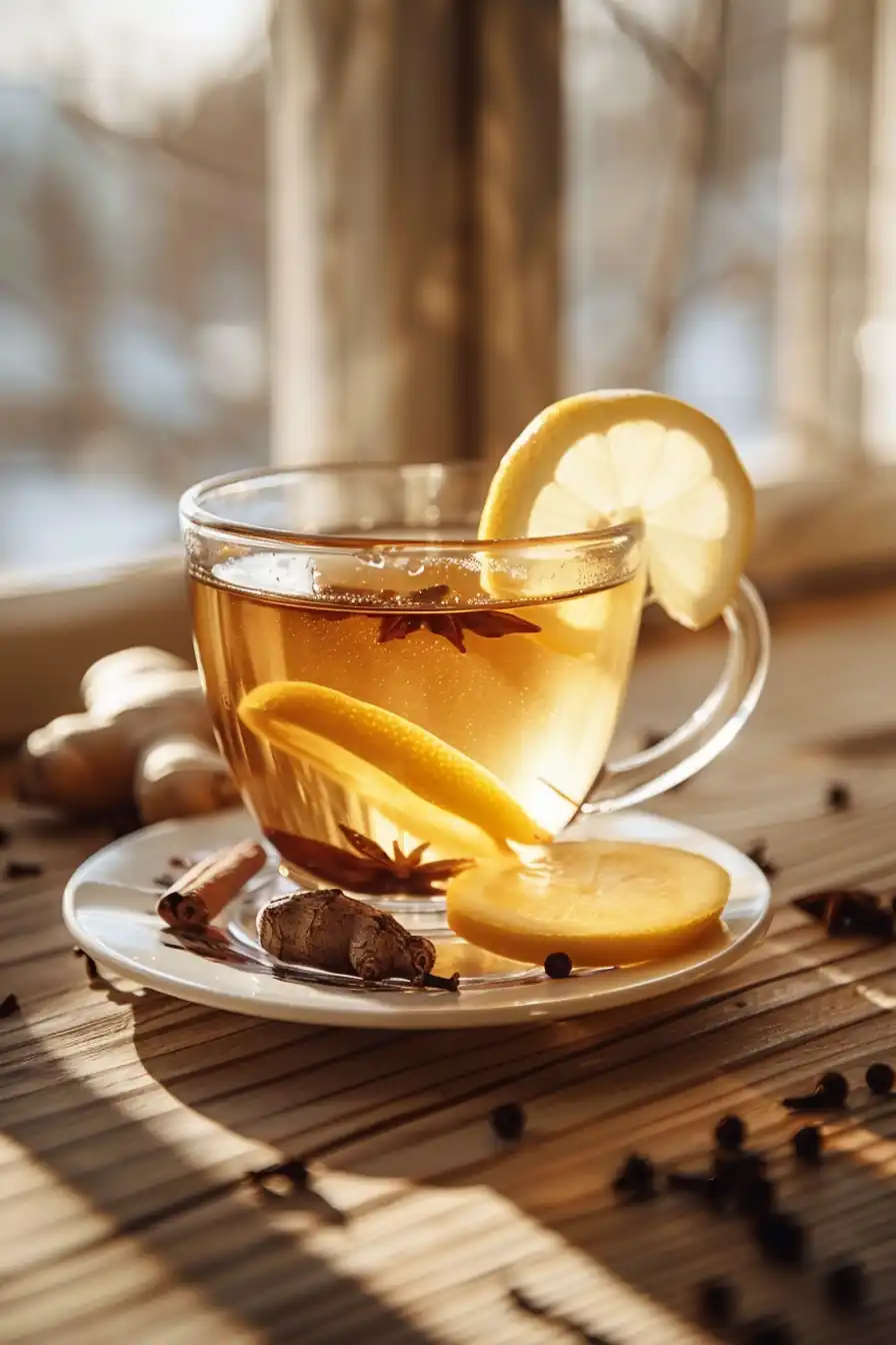 close-up of cloves tea for inflammation with honey and spices