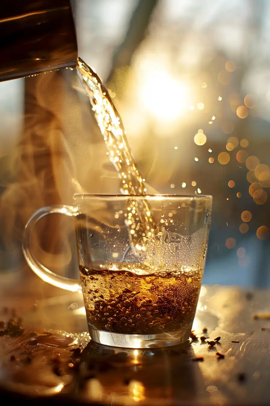 served cloves tea with lemon and ginger for inflammation relief
