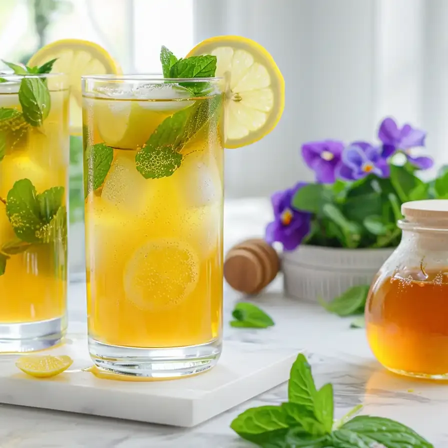 Lemon Balm Recipe for Weight Loss in Tall Glasses with Mint and Lemon