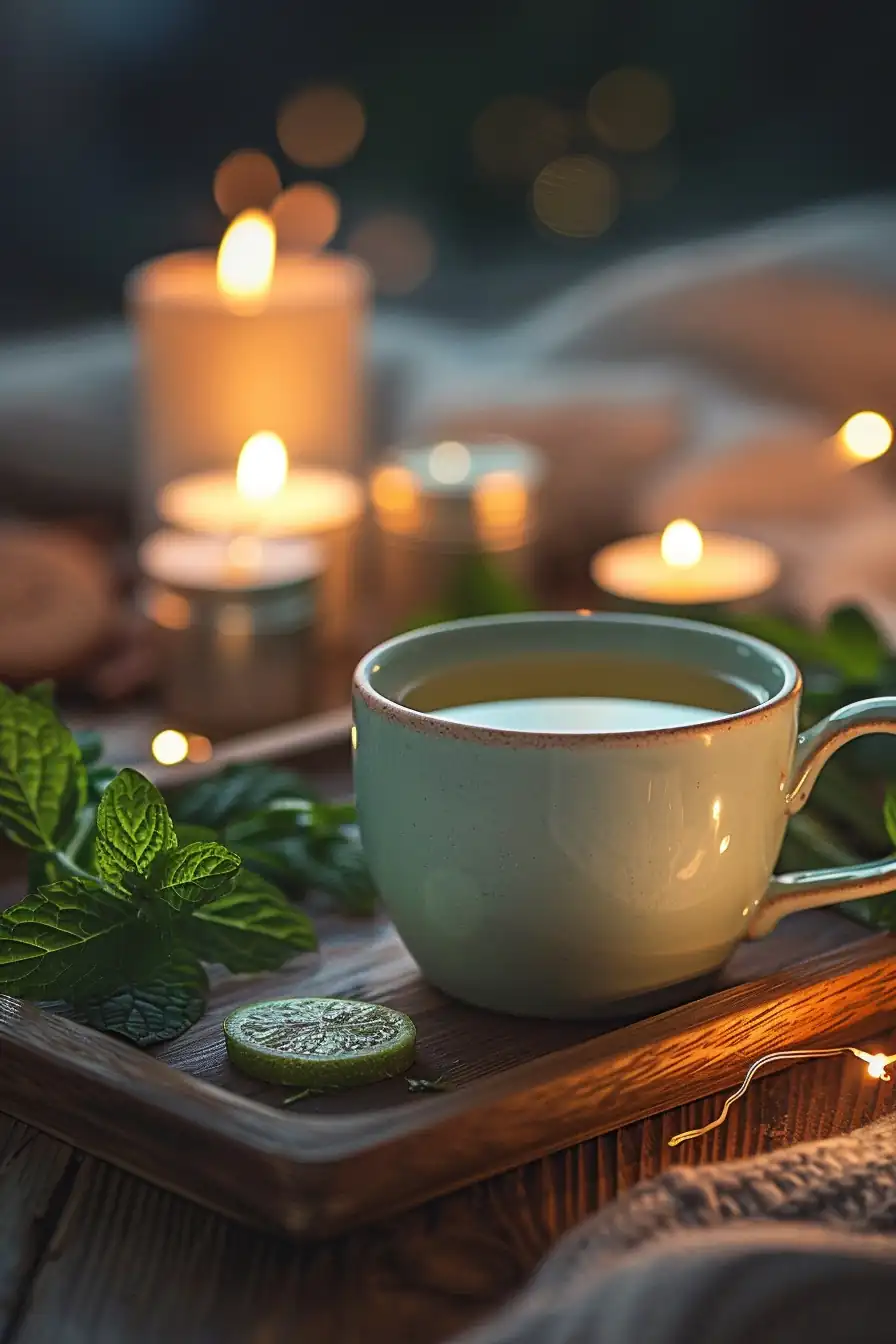Warm lemon balm recipe for weight loss in a cozy mug