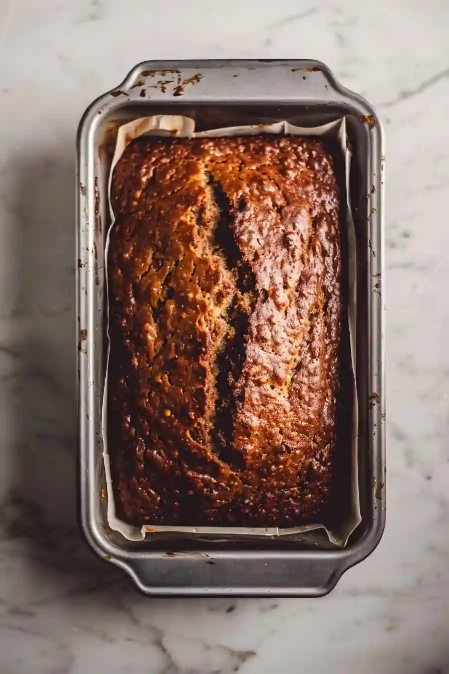 Close-up of sliced banana bread with visible moist crumb