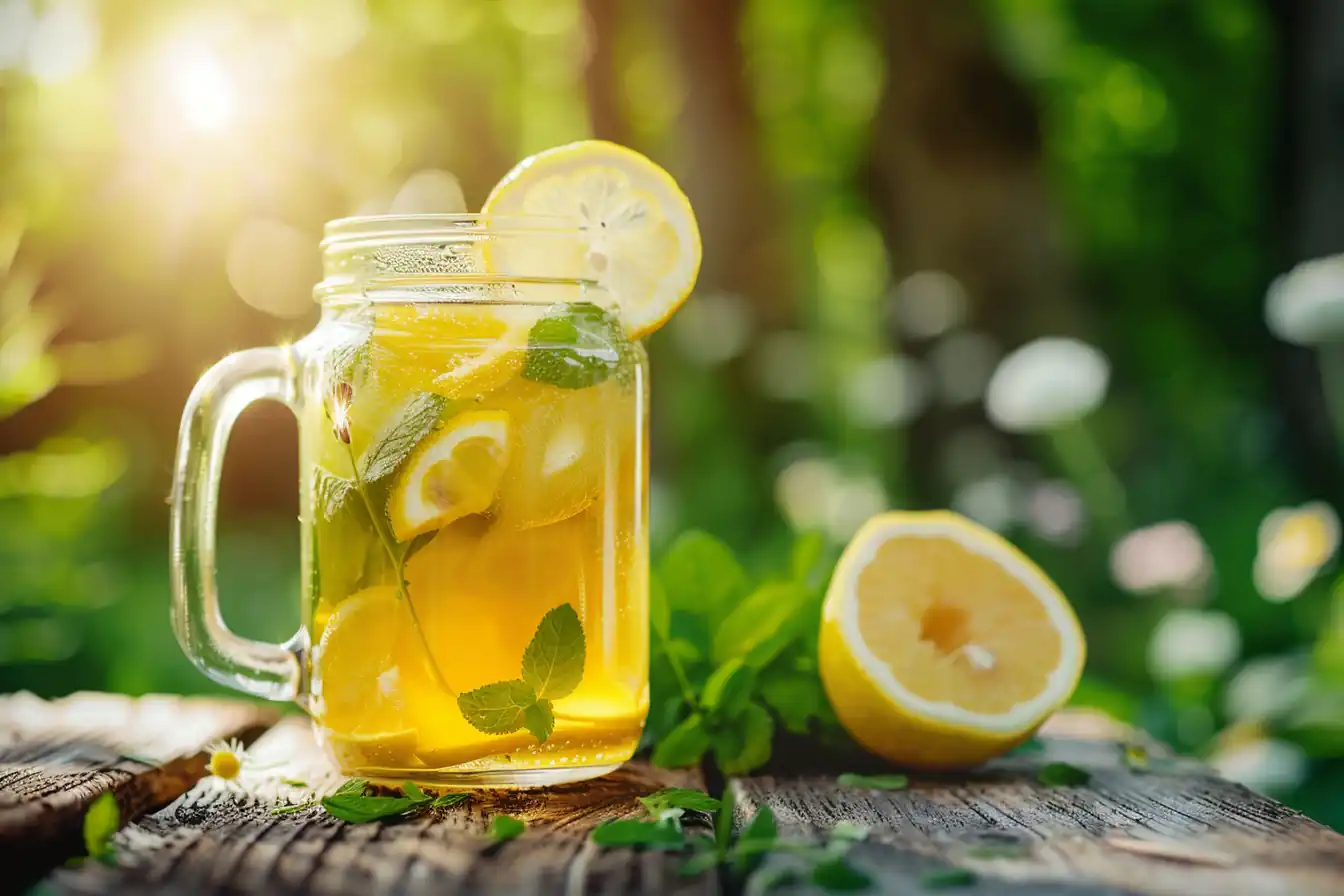 Sunlit lemon balm recipe for weight loss in a mason jar