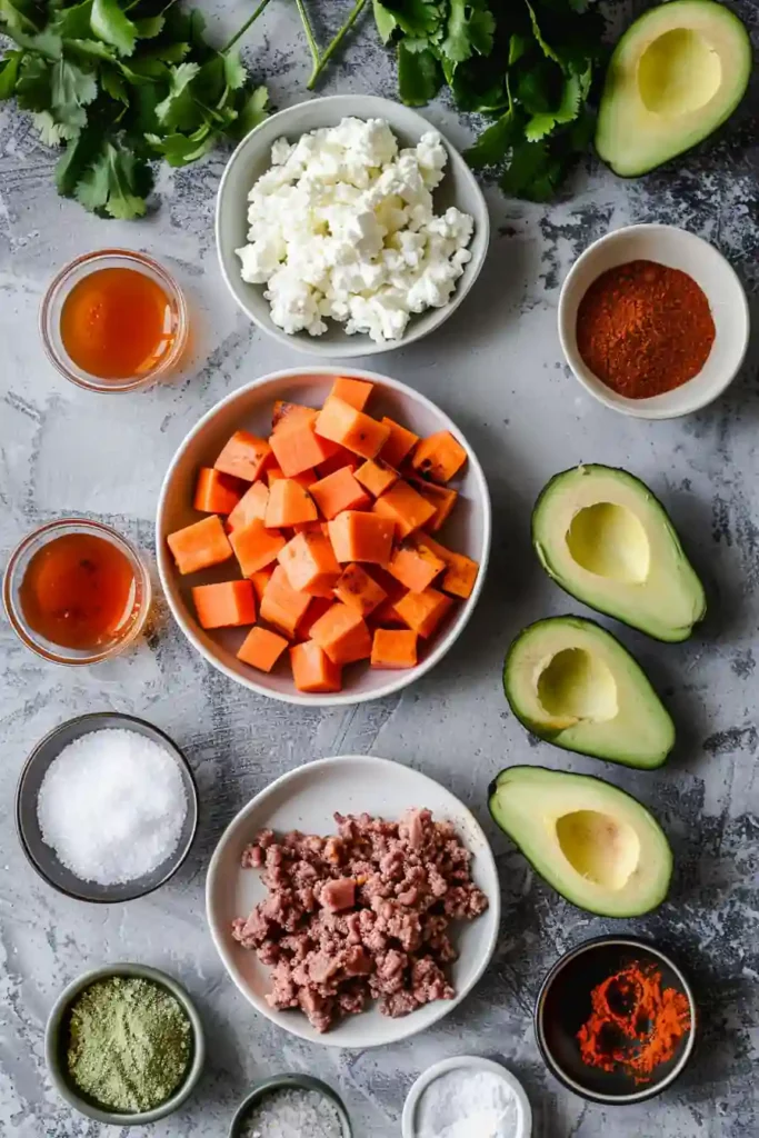 Sweet Potato Cottage Cheese Taco Bowl That’s High-Protein & Low-Carb 11 ingredients for sweet potato cottage cheese taco bowl
