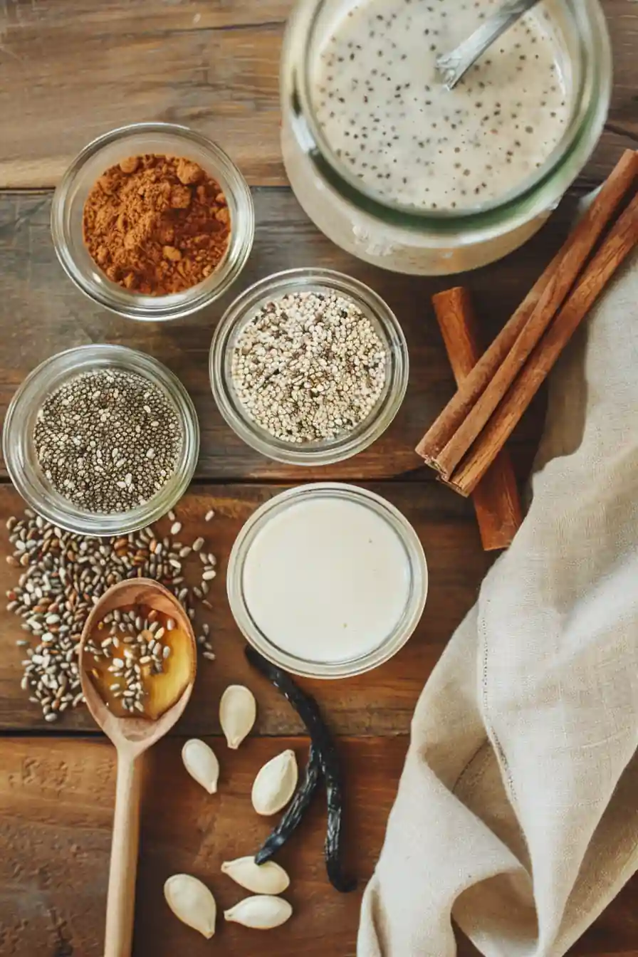 Bariatric seed trick ingredients arranged on wooden board