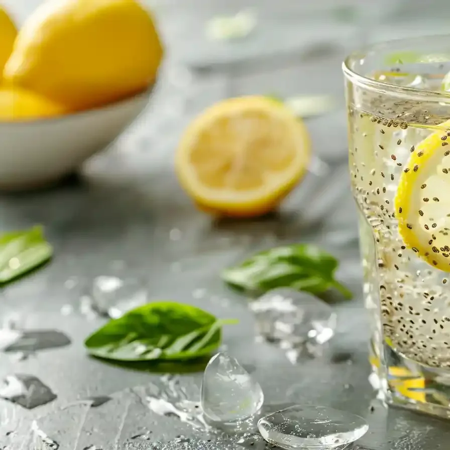 Glass of lemon chia water for the best bariatric seed ritual recipe