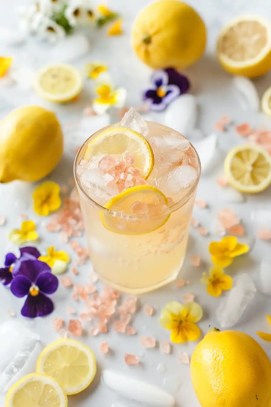 Himalayan pink salt trick recipe for weight loss with flowers and citrus