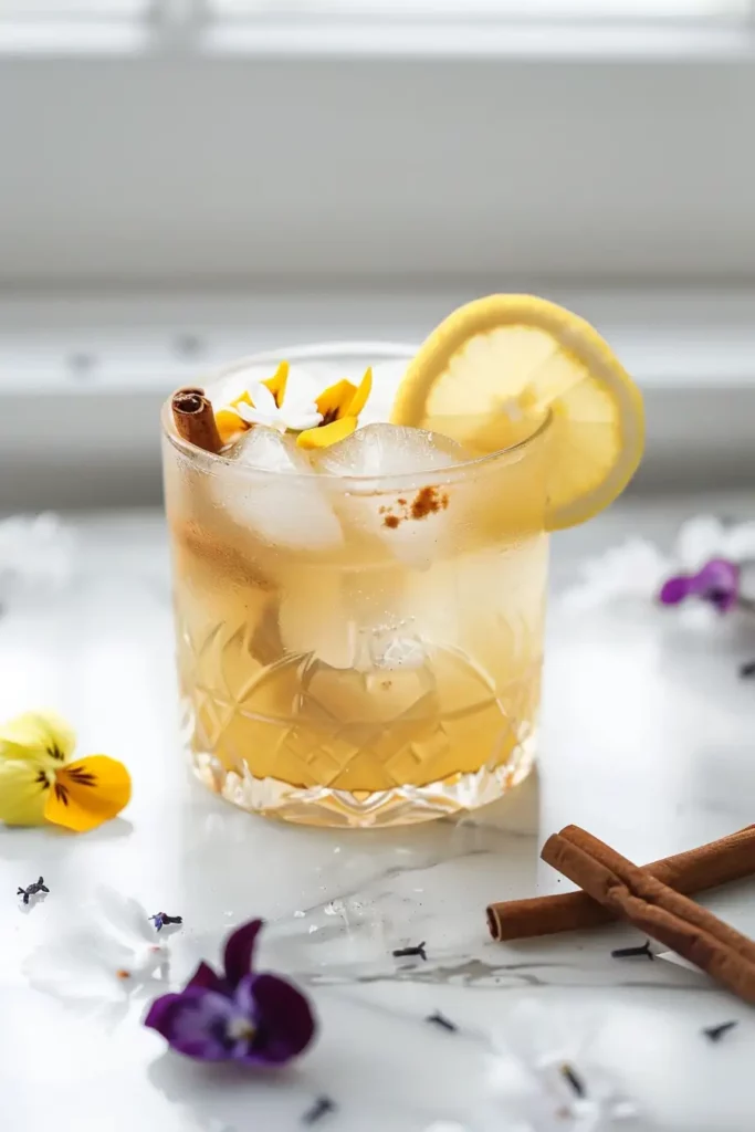 Ice Water for Weight Loss: Does It Work, Is It Safe & How to Use It 10 Iced detox drink with lemon and cinnamon sticks on a white floral background