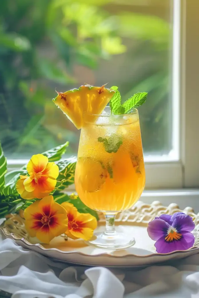 Costa Rican Tea Recipe: A Tropical Tradition with Wellness Benefits 7 Tropical Costa Rican tea recipe served iced with pineapple and flowers