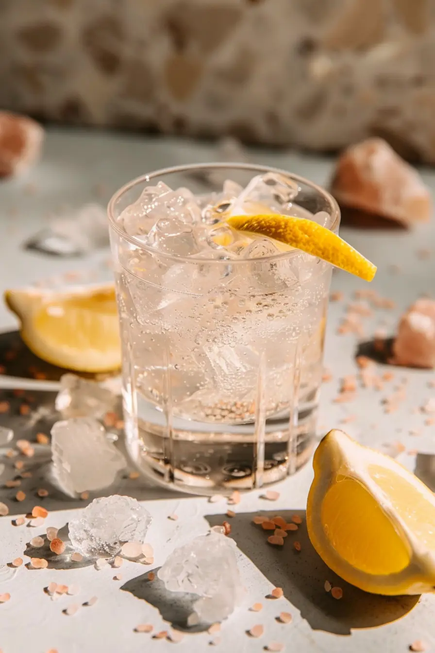 Japanese pink salt recipe served cold over ice with lemon