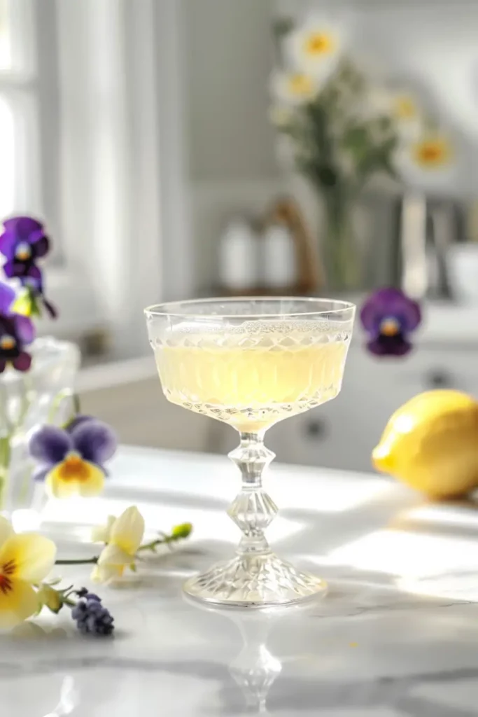 TikTok Olive Oil and Lemon Juice Shot 10 Elegant glass of olive oil and lemon juice morning shot surrounded by flowers