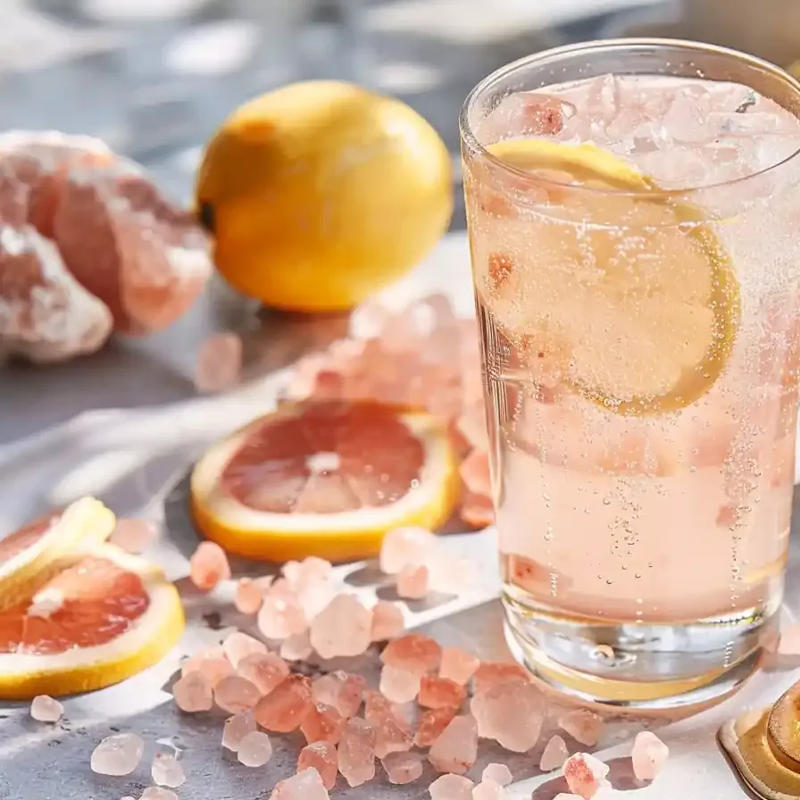 Pink salt and ice recipe for weight loss with lemons