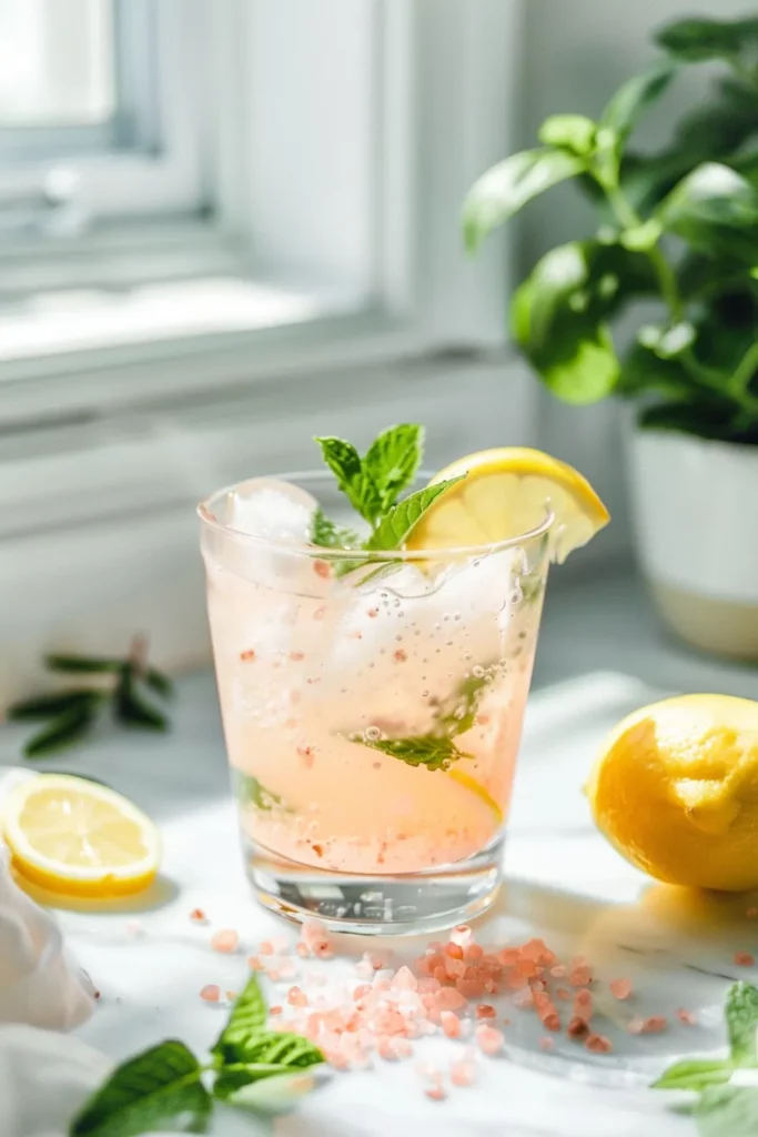 Pink Salt and Ice Trick Recipe: Simple Wellness Drink or Hype? 6 Refreshing pink salt and ice trick in a daylight-lit kitchen