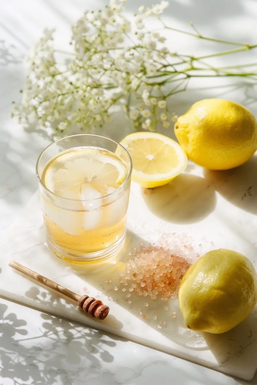 Pink salt and vinegar weight loss drink with lemon and honey