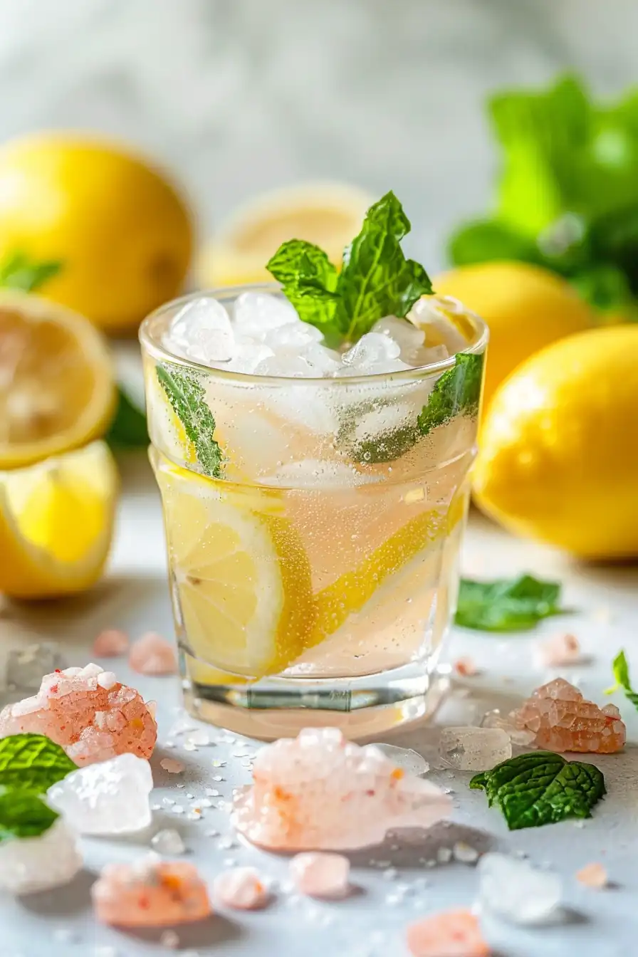 Mint and lemon detox water for pink salt and vinegar weight loss