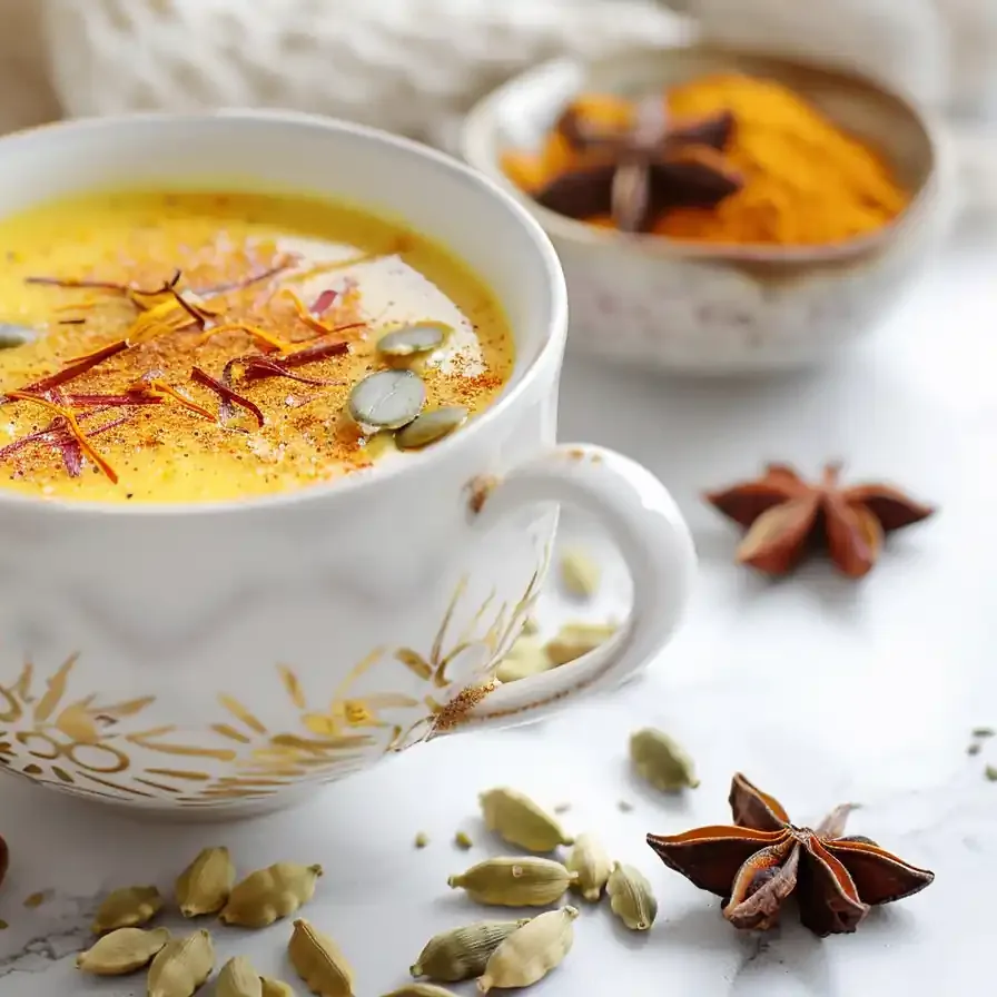 Pumpkin seed tea for weight loss with saffron strands and spices