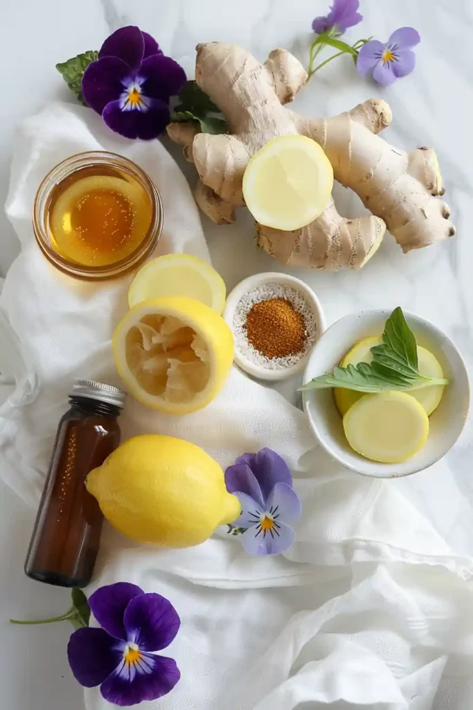 Amish Amoxicillin Recipe: Best Homemade Natural Antibiotic Alternative 7 Top-down view of the ingredients for Amish Amoxicillin remedy on white cloth