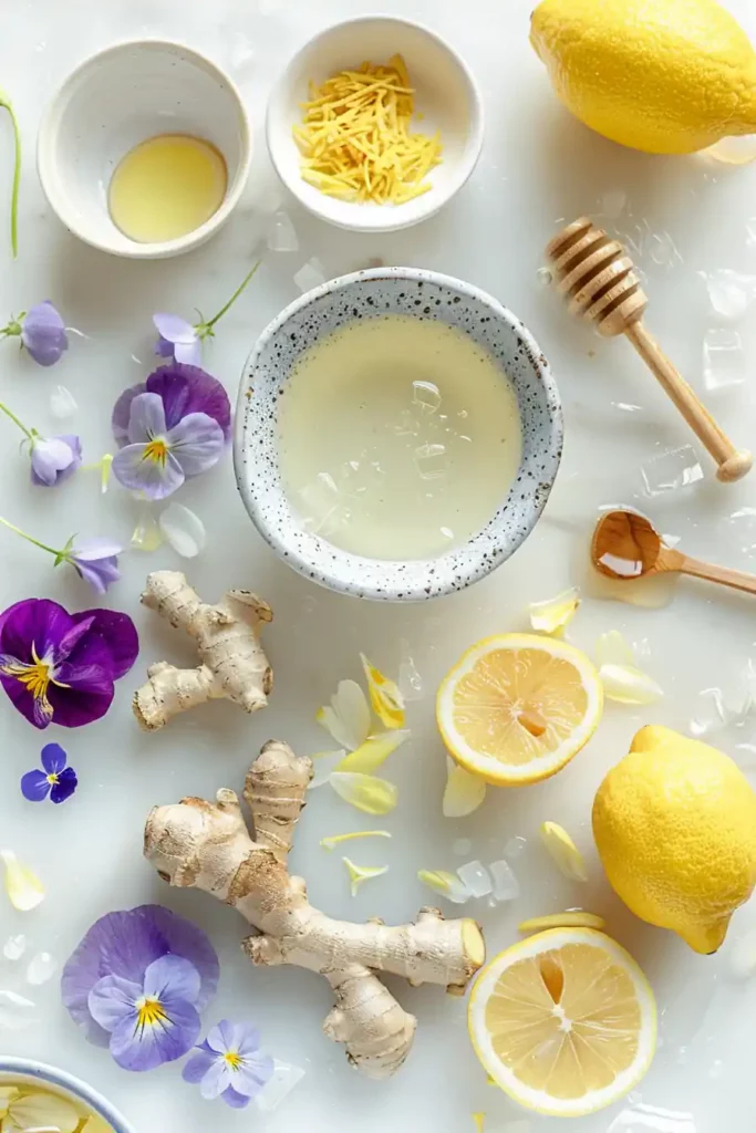 Japanese Zepbound Recipe: Morning Fat-Burning Ritual That Actually Works 7 Ingredients for Japanese Zepbound recipe laid out on white counter with fresh florals